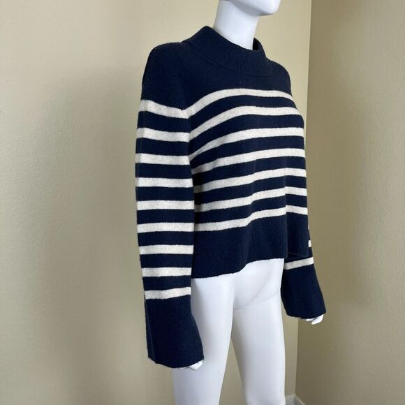J Crew Women Size S Striped Chunky Crewneck Sweater Supersoft Yarn Preppy Alpaca - Picture 13 of 15